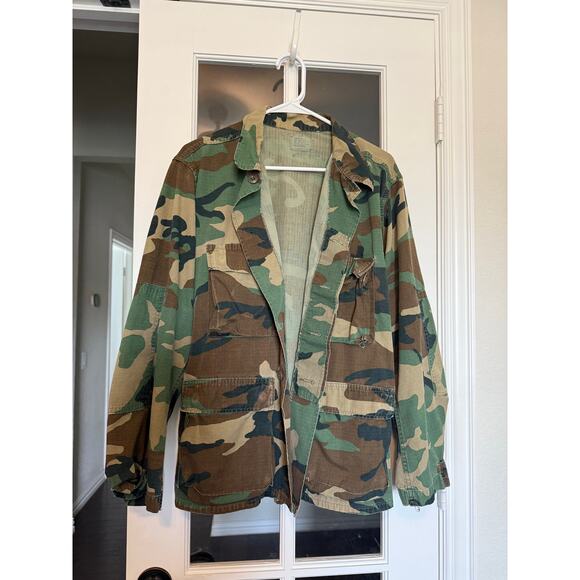 US Army Combat Woodland Camouflage Field Jacket Coat vintage medium regular - Picture 1 of 6